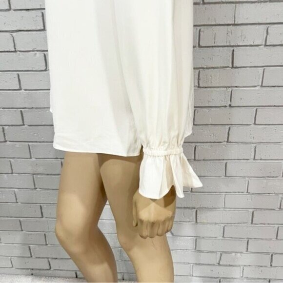 J.Crew Women’s Cream Ruffle Tie-Neck Blouse Size M | Long Sleeve Drapey Top - Picture 5 of 12